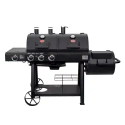 Char-Griller Smoker 3-Burner+ Adjustable Air Vents+Heat Thermometer+Warming Rack